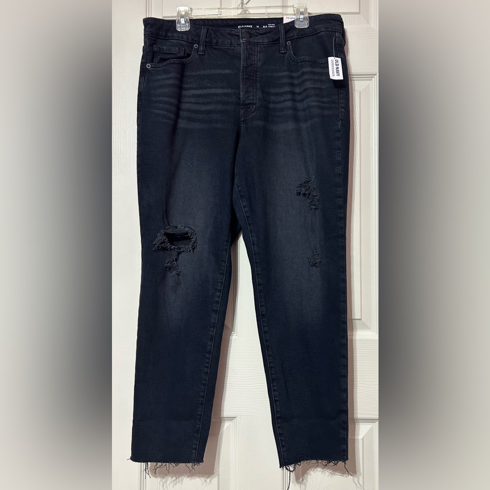 OLD NAVY Women’s O.G. Straight Jeans Black High Rise Secret Slim Pockets NWT 14